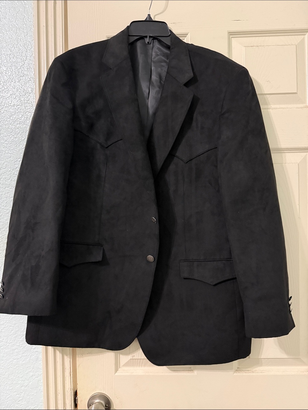 Harmony Western Wear Men's Black Suede-Look Blazer - Classic Two-Button